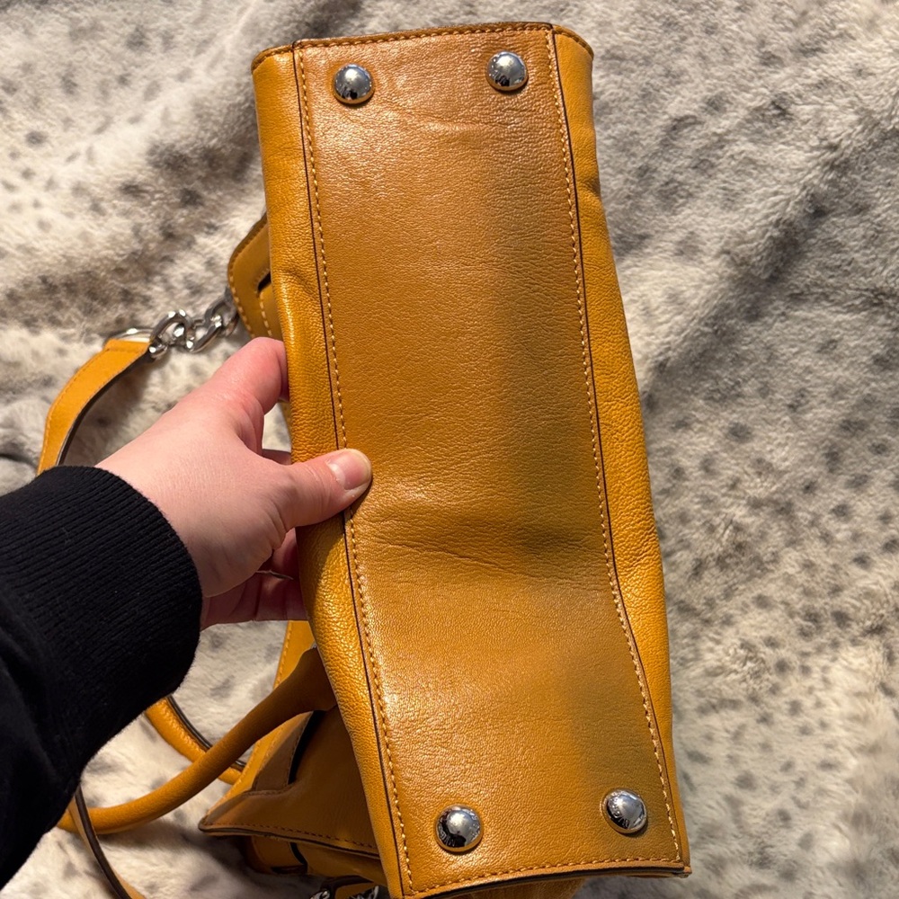 Michael Kors Golden Yellow Leather East West Hamilton Satchel Handbag - Picture 14 of 16